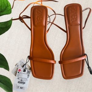ZARA LEATHER STRAPPY SANDALS